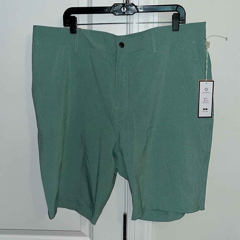 New Panama Jack Shorts Mens Aqua Seafoam green flat front golf casual shorts 40